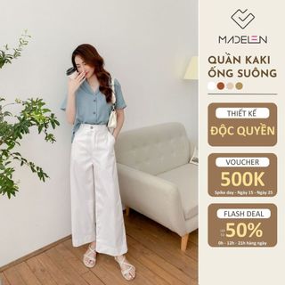 Quần culottes ống suông nữ MADELEN màu trơn chất kaki nhẹ trẻ trung năng động