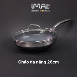Chảo xào/ đa năng sâu lòng inox iMat Hybrid Blackcube 26cm, Phủ chống dính Daikin-Nhật Bản thế hệ mới