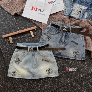 Chân váy jean chữ A nữ thêu chữ min có đính đá, chân váy bò dáng ngắn Mẫu Mới 2024 QCCC LuciK Shop 5257 CV0057