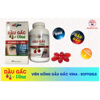 Dầu Gấc Vina  bổ sung dưỡng chất cho mắt, tăng cường thị lực dạng lọ 200 viên - CHÍNH HÃNG 100% MEDIPHAR USA