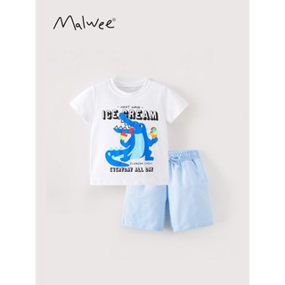 Bộ trắng hoạ tiết cá sấu cầm kem quần xanh phong cách cho bé trai 2-7 tuổi MW9269 - Little Maven Chính Hãng