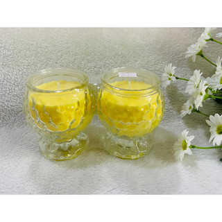 Đèn cầy sáp bơ thơm - họa tiết hình bi