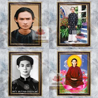 Tranh Đức Huỳnh Giáo Chủ kích thước 36x48cm (Phật Giáo Hòa Hảo) chất liệu vải phủ bóng + khung composite