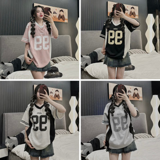 Áo thun tay lỡ unisex form rộng cổ V, áo phông số 99 phối viền tay chất liệu cotton thoáng mát