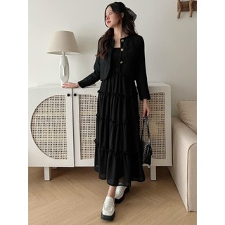 Chân váy voan 2 lớp  dáng dài - Retrostyle- CVxoe201_P5K2