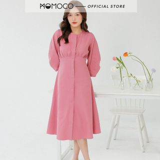 Váy Liền Maxi Cổ Tròn MOMOCO Eo Cắt Cong Thanh Lịch Chất Liệu Thô Cao Cấp M3224