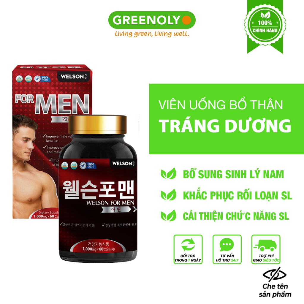 Tăng Cường Sinh Lý Nam Bổ Thận Tráng Dương Welson For Men Hộp 60 viên