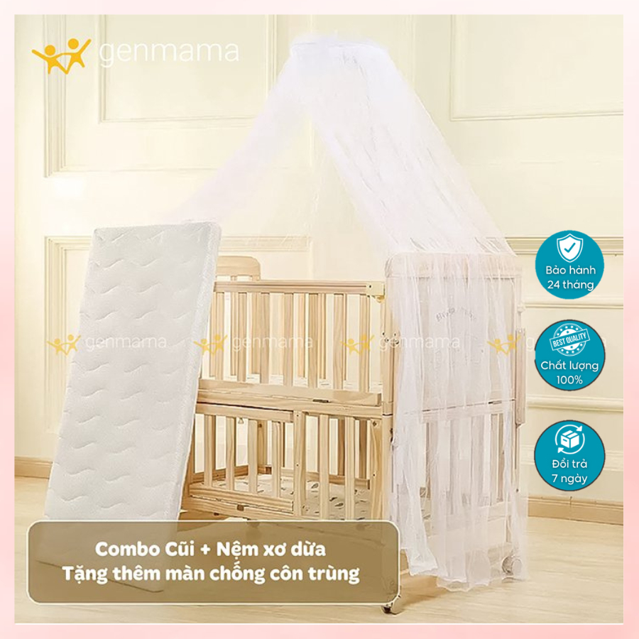 Nôi cũi gỗ cho bé đa chức năng Genmama GM-C105