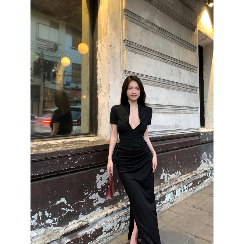 Đầm body sexy xẻ tà TABISHOP Váy body đen form dài thiết kế nhún eo sang chảnh đi dự tiệc đi biển hottrend(43) | BigBuy360 - bigbuy360.vn