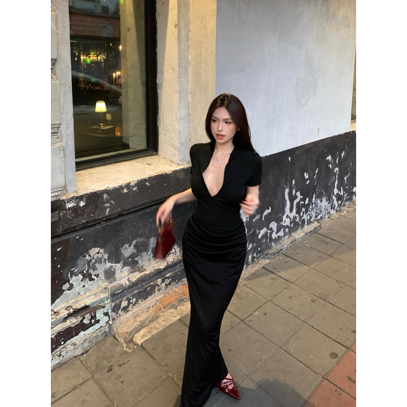 Đầm body sexy xẻ tà TABISHOP Váy body đen form dài thiết kế nhún eo sang chảnh đi dự tiệc đi biển hottrend(43) | BigBuy360 - bigbuy360.vn