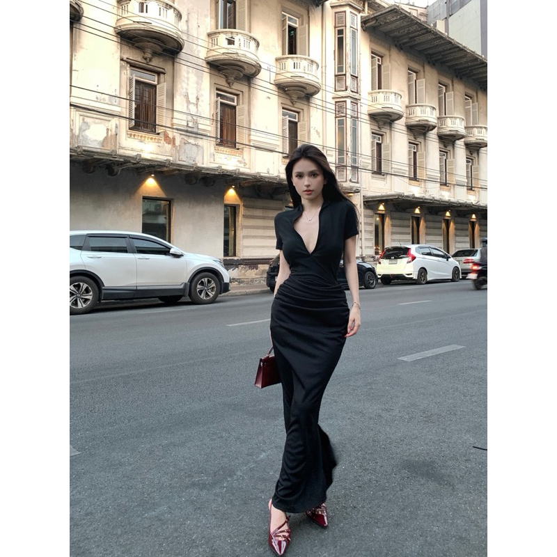 Đầm body sexy xẻ tà TABISHOP Váy body đen form dài thiết kế nhún eo sang chảnh đi dự tiệc đi biển hottrend(43) | BigBuy360 - bigbuy360.vn