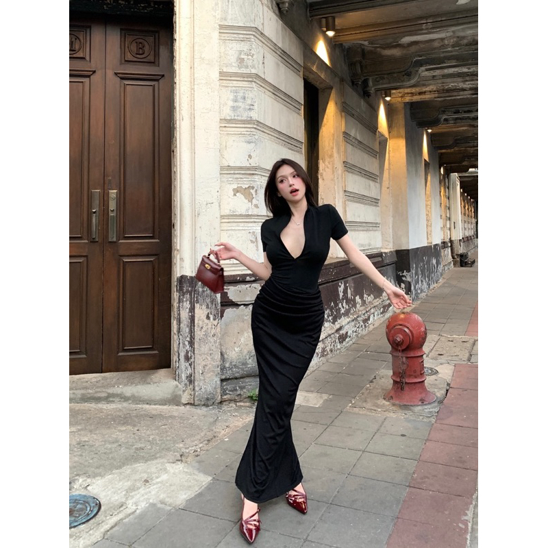 Đầm body sexy xẻ tà TABISHOP Váy body đen form dài thiết kế nhún eo sang chảnh đi dự tiệc đi biển hottrend(43) | BigBuy360 - bigbuy360.vn