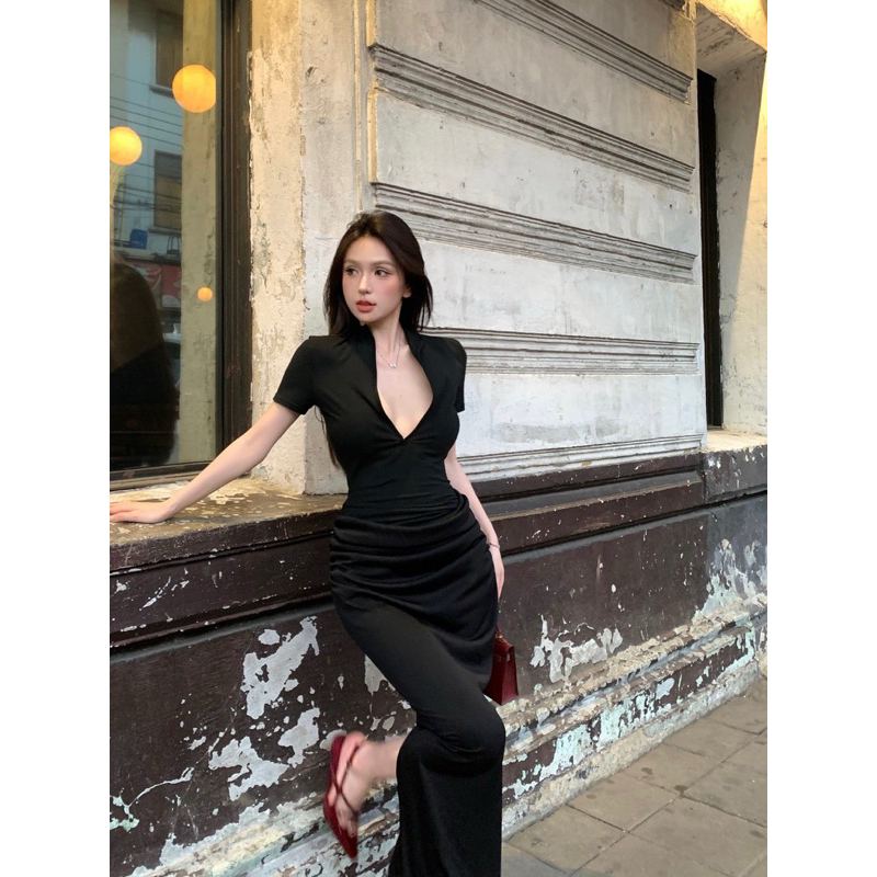 Đầm body sexy xẻ tà TABISHOP Váy body đen form dài thiết kế nhún eo sang chảnh đi dự tiệc đi biển hottrend(43) | BigBuy360 - bigbuy360.vn