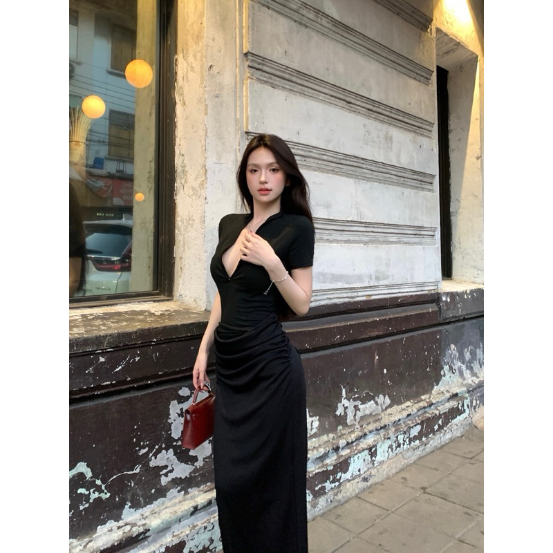 Đầm body sexy xẻ tà TABISHOP Váy body đen form dài thiết kế nhún eo sang chảnh đi dự tiệc đi biển hottrend(43) | BigBuy360 - bigbuy360.vn