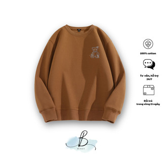 Áo SWEATER GẤU~ Local Brand BWINDY nam nữ Phong Cách unisex tay lỡ form rộng Teen cổ tròn oversize cotton 100%
