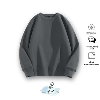 Áo SWEATER TRƠN~ Local Brand BWINDY nam nữ Phong Cách unisex tay lỡ form rộng Teen cổ tròn oversize cotton 100%
