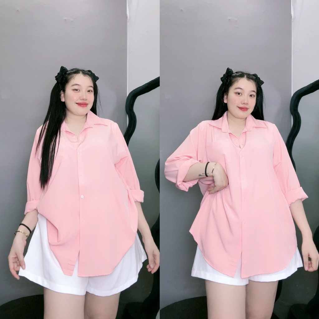 Sơ Mi Nữ Bigsize, Áo Sơ Mi Nữ Phom Rộng Đi Học Đi Làm Đi Chơi SM20