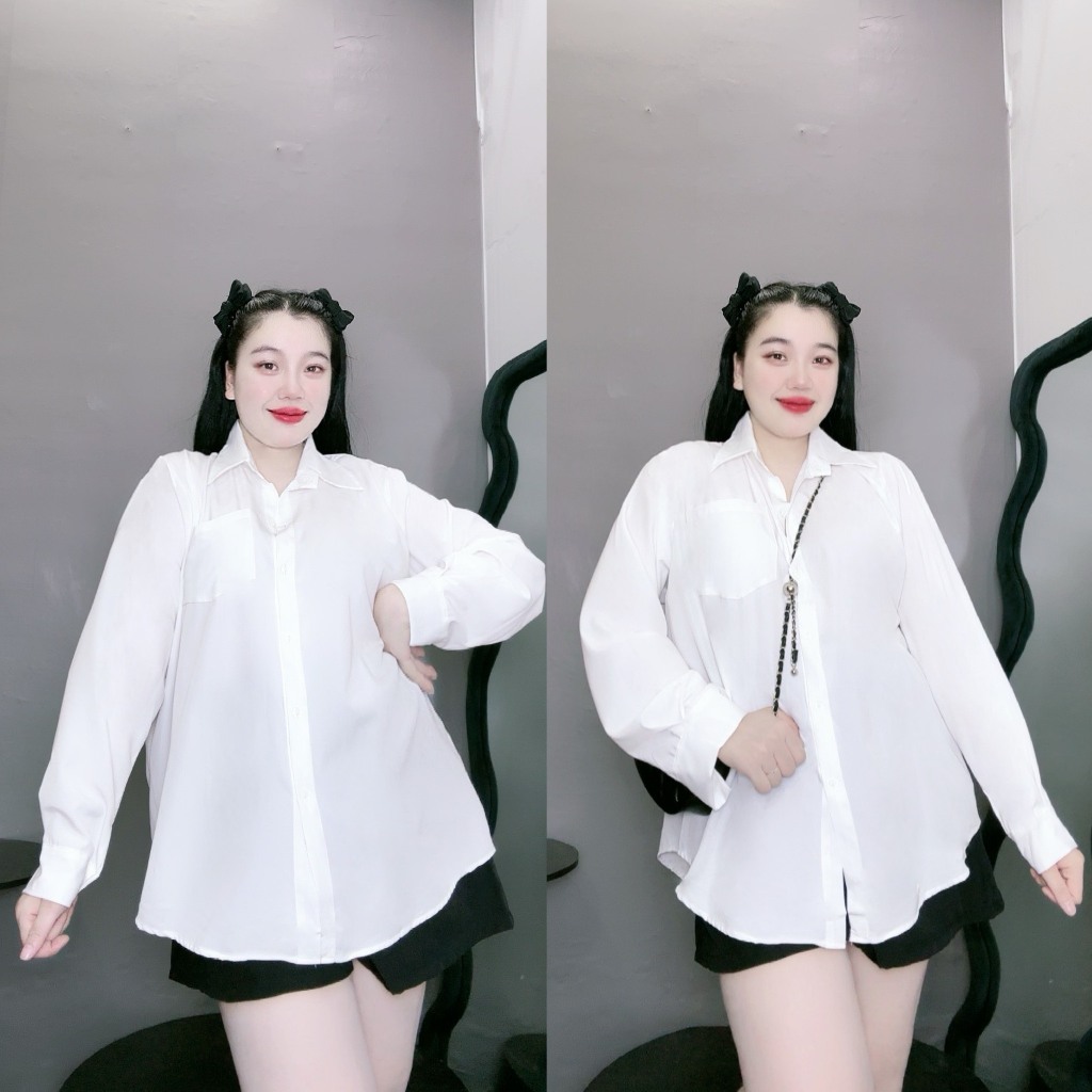 Sơ Mi Nữ Bigsize, Áo Sơ Mi Nữ Phom Rộng Đi Học Đi Làm Đi Chơi SM20