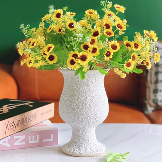 Bình cắm hoa dáng ly men atlantic, gốm Bát Tràng, hoạ tiết bọt biển, cao 20cm - miệng 12cm
