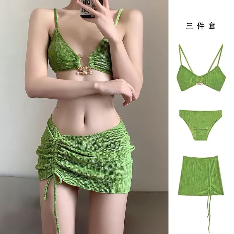 Set bộ đồ bơi bikini ba món đi biển đi bơi kèm quây dây rút ôm gọn body sexy sang chảnh trendy MOQC BKN09 | BigBuy360 - bigbuy360.vn