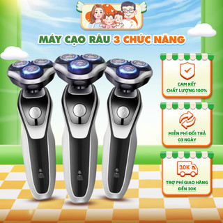  Máy cạo râu đa năng 3in1 cao cấp chống nước lưỡi kép tự mài sắc cạo sát sạch êm 