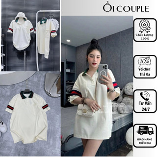 Áo phông nữ Gucc,i tay lỡ, áo polo nữ phối kẻ sọc dáng rộng dài thân tay lỡ 