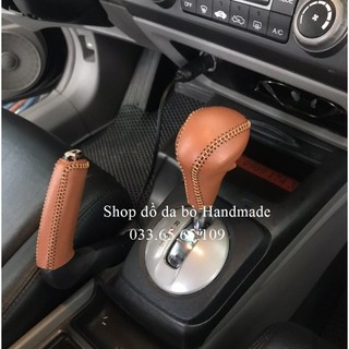 Combo bọc cần số, phanh tay xe Honda civic bằng da thật