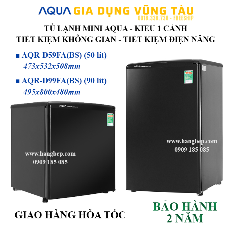 Tủ lạnh mini Aqua AQR-D59FA(BS) 50 lít - AQR-D99FA(BS) 90 lít