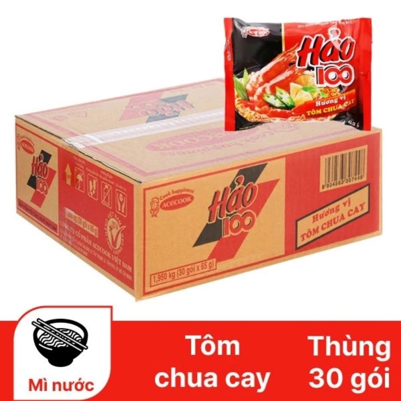 Thùng 30 gói mì hảo 100 Acecook