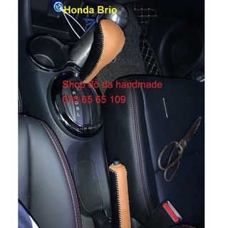 Bao da cho cần số, phanh tay Honda Brio bằng da bò, bảo hành 1 năm