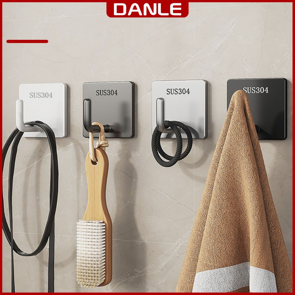 Móc dán tường chịu lực siêu dính DANLE, chất liệu inox 304, lắp đặt không cần khoan, tặng kèm keo dán (DL 0207)