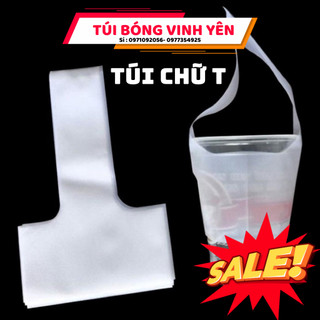Túi đựng trà sữa cà phê nước ép túi chữ t, túi 1 ly, túi 2 ly có vách ngăn dùng một lần tiện lợi