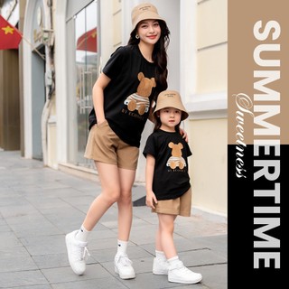 Set đồ bộ nữ quần short áo cotton mùa hè cho mẹ và bé gái ECONICE SS08