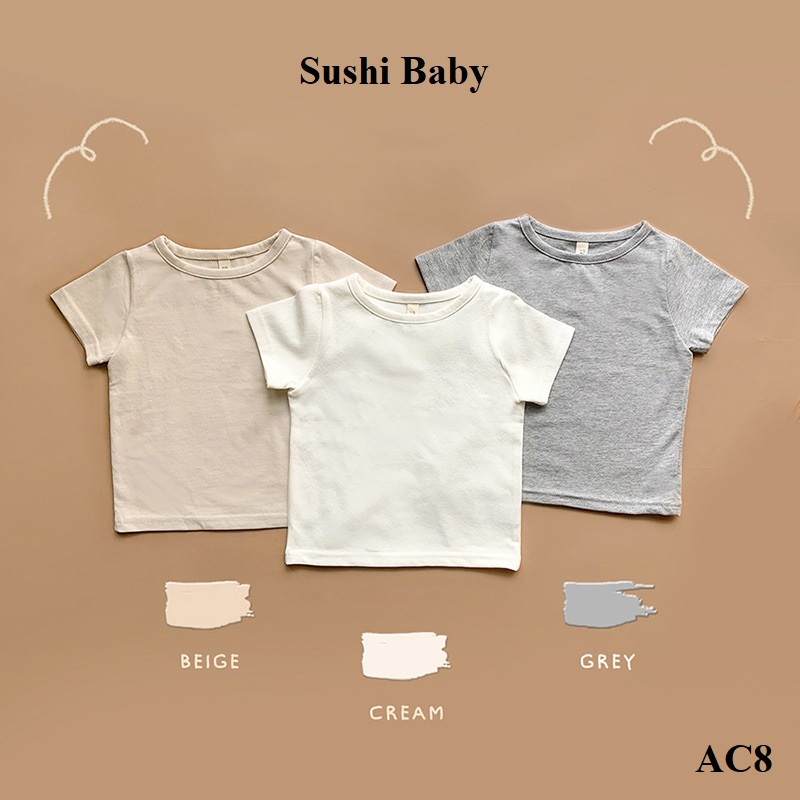 Áo Cộc Trơn Tommy's Gift Chất Vải Cotton Mỏng Mát Cho Bé Trai Và Bé Gái - AC8