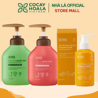 Combo Dầu Gội Xả Hữu Cơ Bưởi Trà COCAYHOALA + dung dịch vệ sinh phụ nữ X2 Nano nghệ CAM 150ml