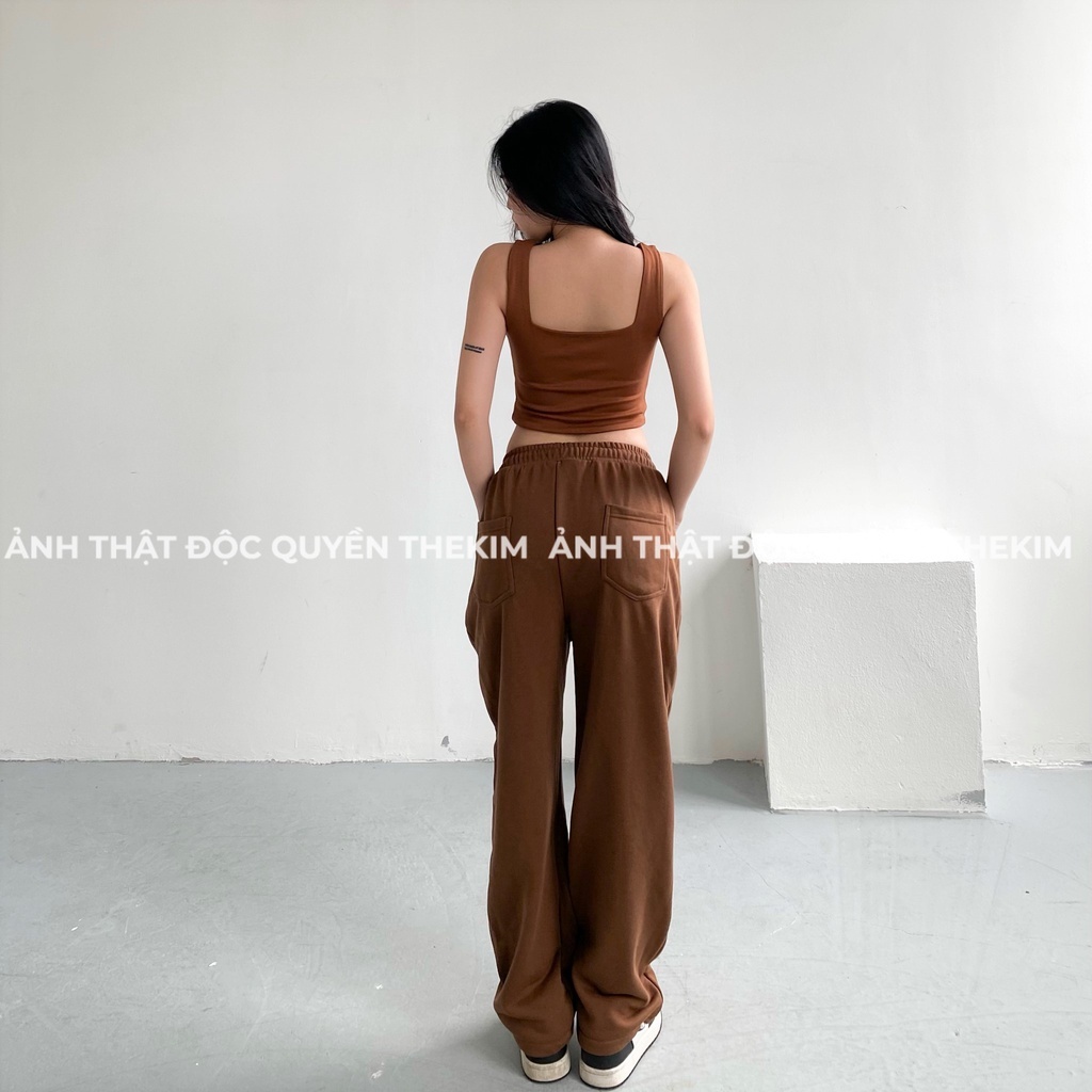 Áo croptop 2 dây bản to  cotton 2 lớp, áo hai dây cổ vuông ôm body siêu tôn dáng | BigBuy360 - bigbuy360.vn