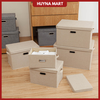 Hộp Đựng Đồ Có Nắp Rời Chất Liệu Vải Lanh+Khung Gỗ MDF hoặc bảng PP Cao Cấp, Thùng Đựng Quần Áo Gấp Gọn Đa Năng TD17