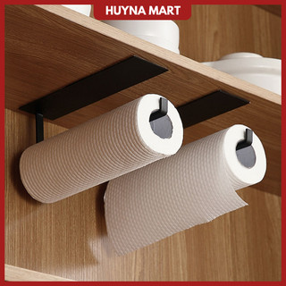 Giá treo giấy cuộn nhà bếp, treo khăn đa năng phun sơn tĩnh điện không cần khoan đục Huyna Mart NC45