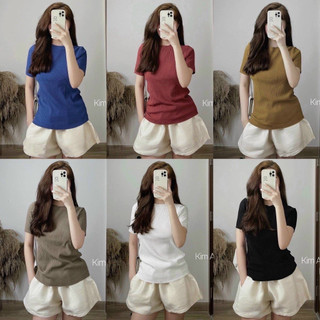 Áo thun nữ tay ngắn dáng ôm chất tăm trơn phong cách hàn quốc camastore m1453