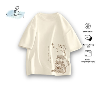 Áo Phông CATS~ Local Brand BWINDY nam nữ Phong Cách unisex tay lỡ form rộng Teen cổ tròn oversize cotton 100%