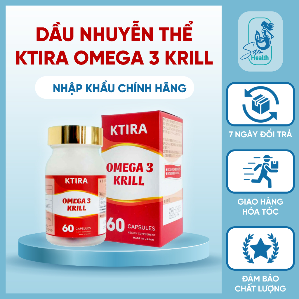 Dầu nhuyễn thể KTIRA OMEGA 3 KRILL tốt cho tim mạch, cải thiện mỡ máu, tăng cường trí nhớ - Siren Health