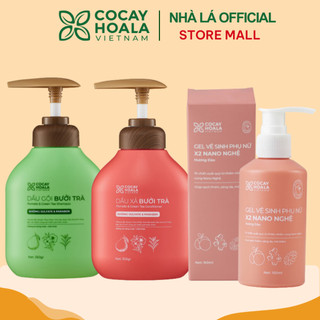 Combo Dầu Gội Xả Hữu Cơ Bưởi Trà COCAYHOALA + dung dịch vệ sinh phụ nữ X2 Nano nghệ ĐÀO 150ml