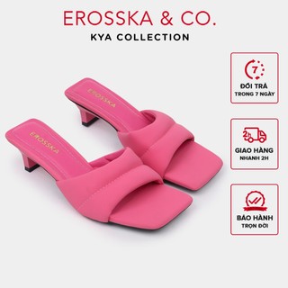 Erosska Kya -  Dép cao gót mũi vuông quai ngang kiểu dáng sang trọng cao 4cm màu hồng - EM117