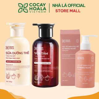 Combo Sữa Tắm, Sữa Dưỡng Thể Tảo Nhật Cỏ Cây Hoa Lá 300G / chai + dung dịch vệ sinh phụ nữ X2 Nano nghệ Đào 150ml