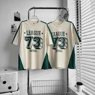 Áo thun unisex THOR chất liệu cotton in hình LEBA màu kem phối rêu áo phông form rộng phối màu chất lượng cao cấp