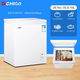 Tủ đông mini Chigo tiết kiệm điện với 5 cấp số, tủ lạnh mini trữ thịt cá đông lạnh, làm đá, trữ sữa thực phẩm đa năng