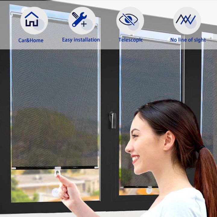 Rèm che nắng dùng cho cửa kính hoặc xe hơi có miếng hít, rèm che nắng trên cửa xe kính trước ô tô cuốn Tự động, t