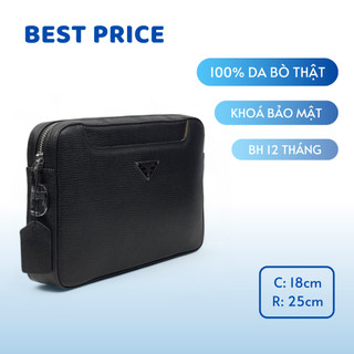 Túi cầm tay pr*ada nam da bò thật - nhiều ngăn - bruno tp leather