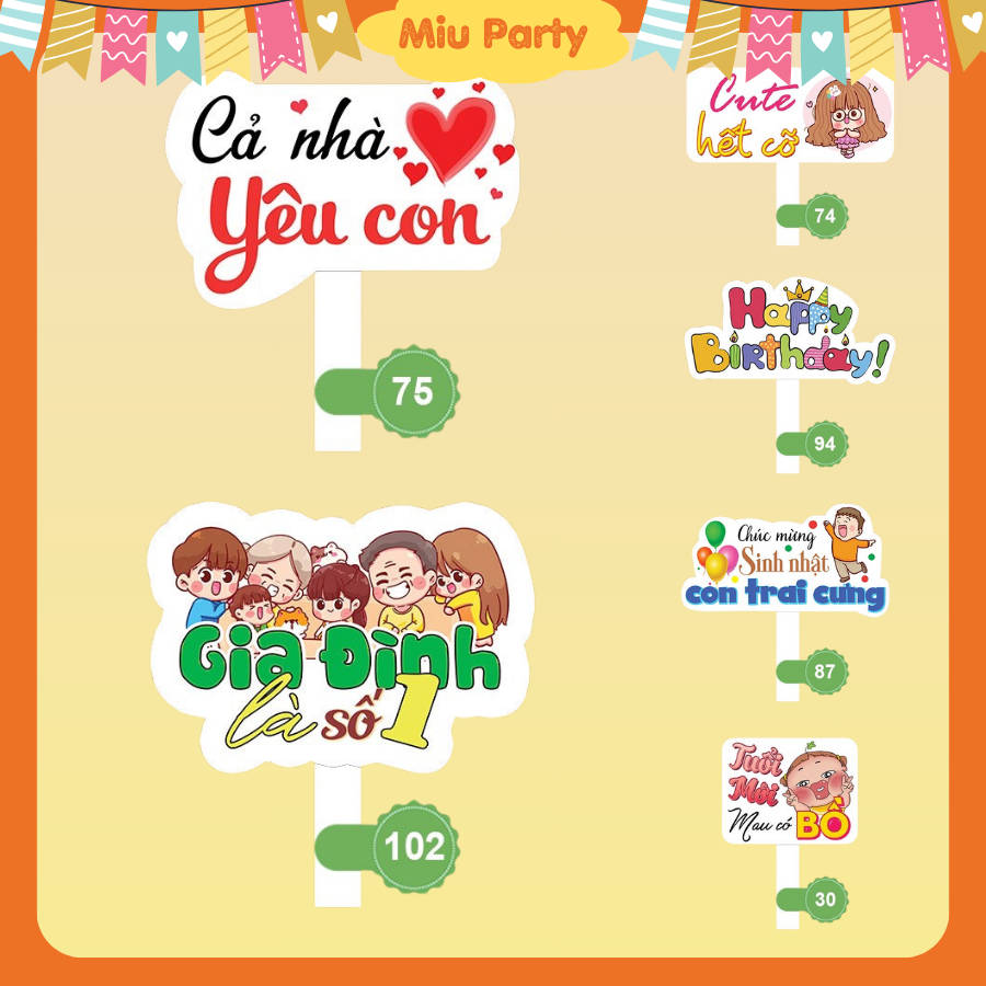 Bảng Hastag Sinh Nhật - MiuParty (KHÔNG NHẬN IN THEO YÊU CẦU)