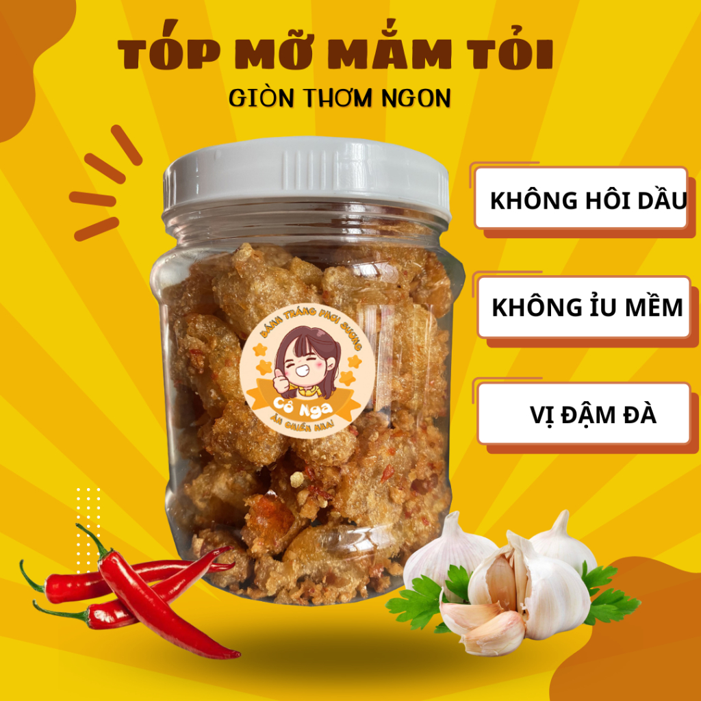 Tóp mỡ mắm tỏi Cô Nga 100gr thơm ngon giòn không hôi dầu